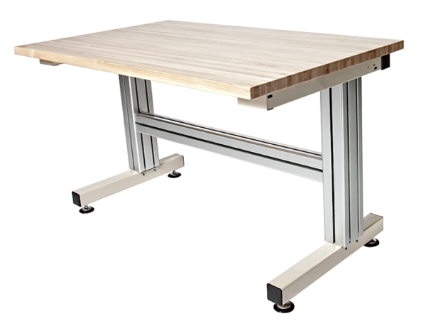 2 Leg Work Table with Butcher Block Top